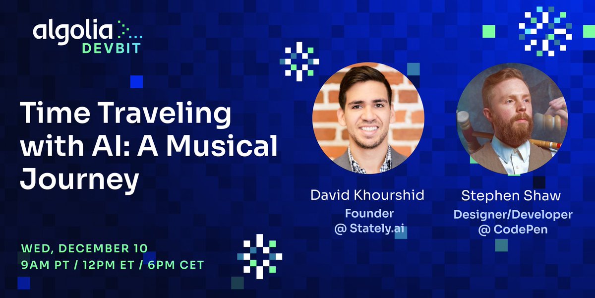 algolia's tweet image. What if the future of UX isn’t just faster… but multidimensional?

In the upcoming #AlgoliaDevBit, @keyframers’ @davidkpiano &amp;amp; @shshaw dive into a speculative 4D interface that blends creative animation with the power of LLMs integrated into Algolia Search.

🎟️ Don’t miss it →…