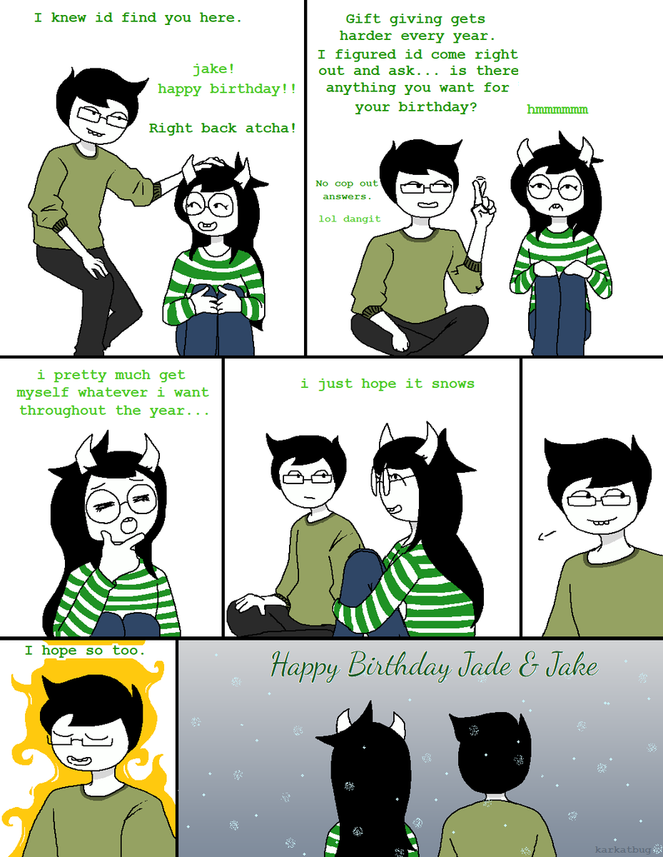 Happy Birthday Jade &amp; Jake 🥳🎉🎈
#homestuck