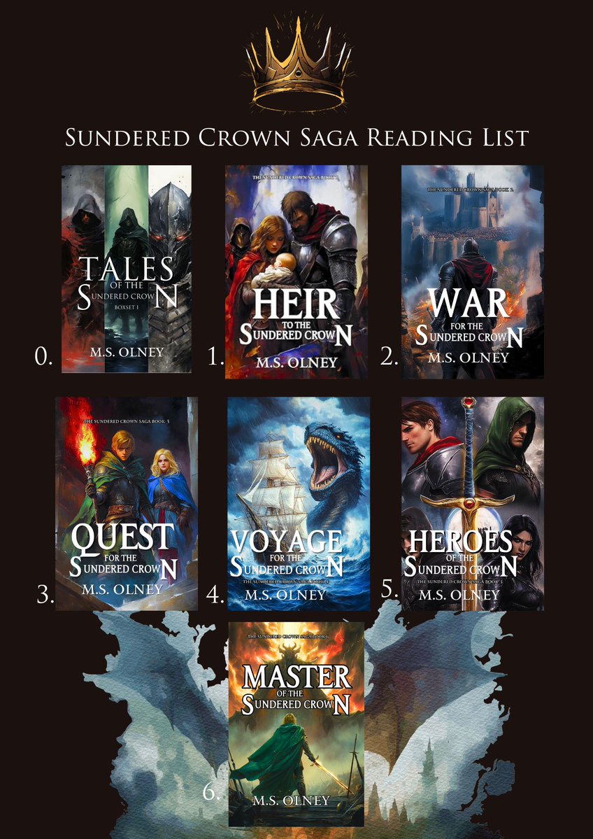 Not sure where to start with the Sundered Crown Saga? Check out the reading list below. You can get Heir for just 0.99 in the based book sale and all are discounted on my website ahead of the release of the final book - payhip.com/MSOLNEY