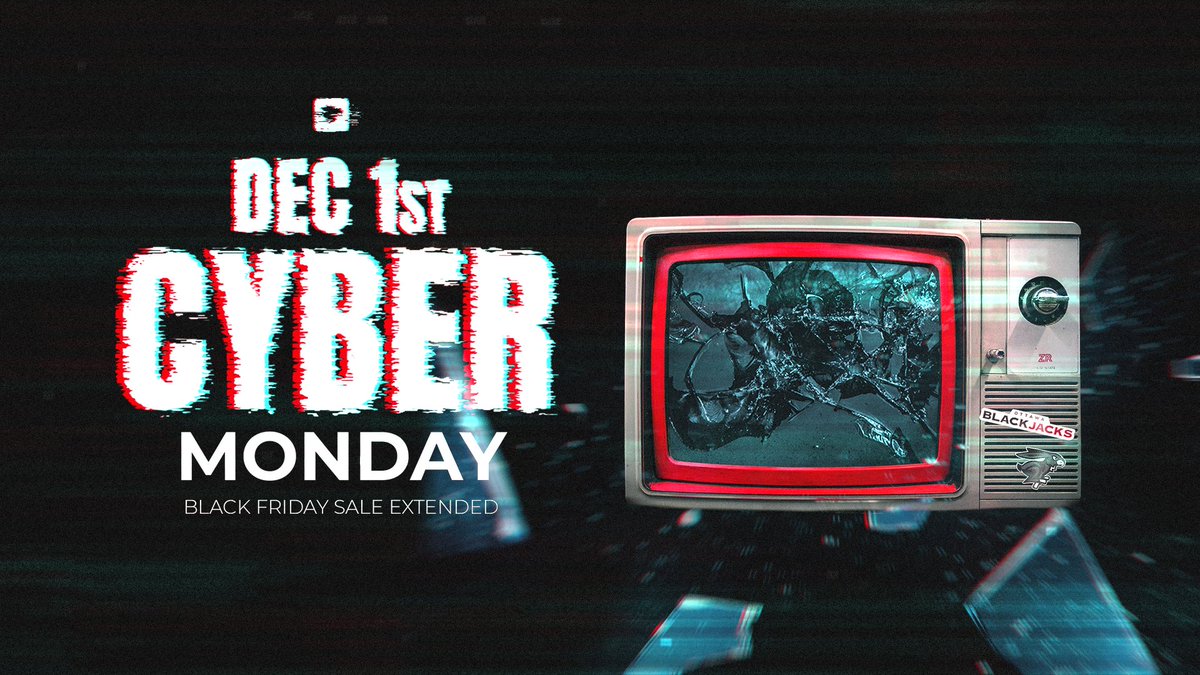 The Black Friday merch deals continue into Cyber Monday!

Up to 60% off in our online store.

tinyurl.com/47xdjb7f

#BlackJacksEverywhere | #TheCapital