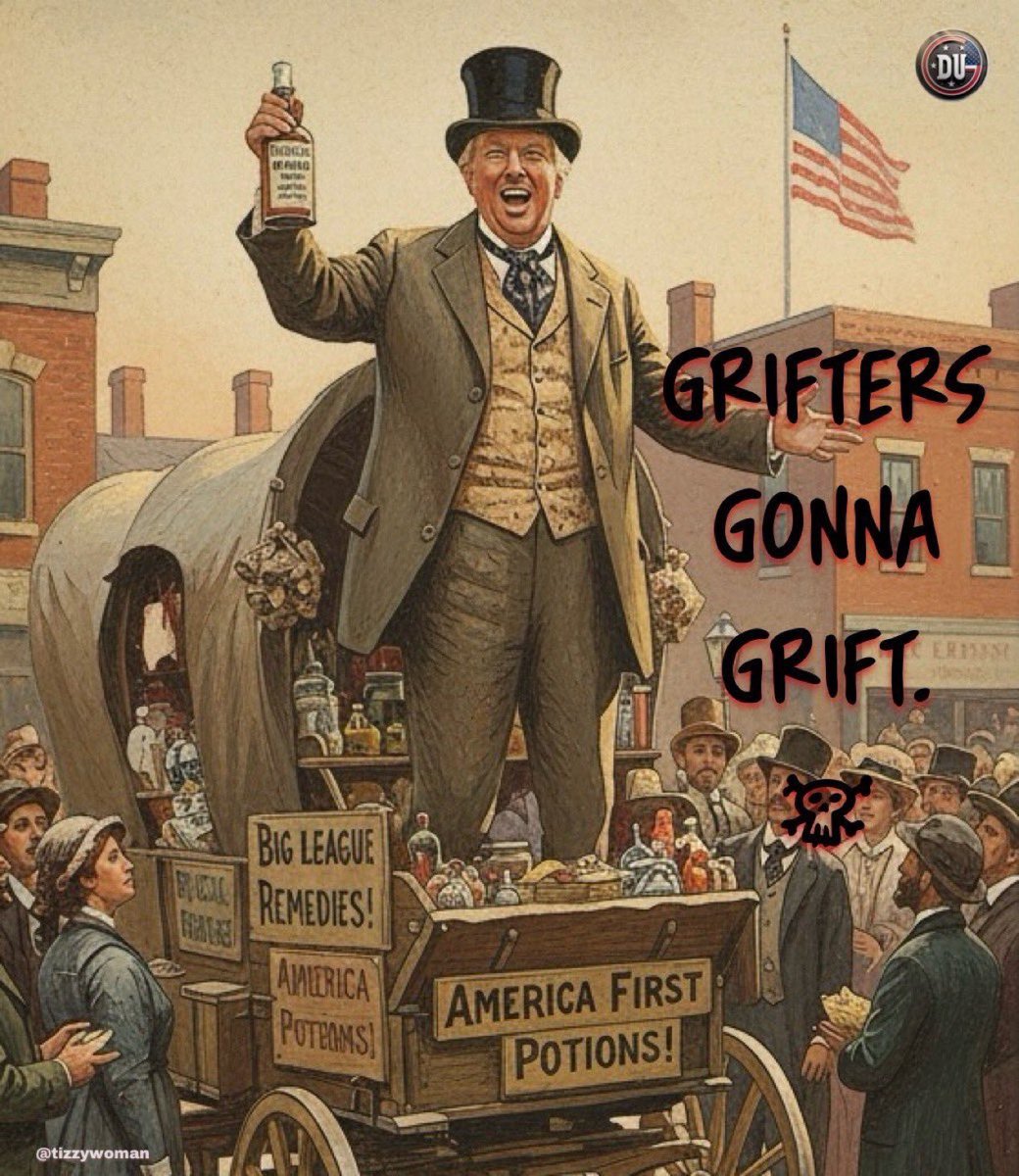 MAGA are dumb AF. 

Crazy how they ignore the actual grifter. 

Trump Bitcoin 
Trump resorts in the Middle East
Trump bibles 
Trump guitars 
Trump sneakers 
Trump colognes etc. 

He's making a fortune. Not to mention bribing the likes of Paramount so that they pay him to approve