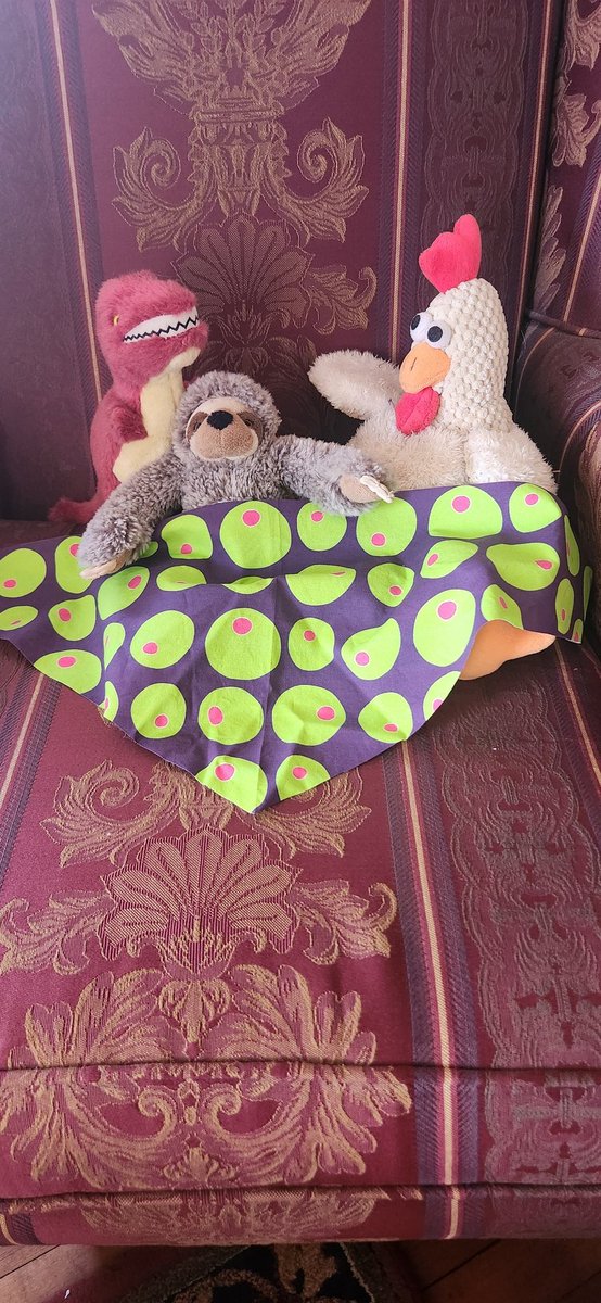 Just in from the fabric printer.  Maybe <a href="/SirBailey2/">Sir Bailey</a> would be interested in this.  We are heading into the Holidays, and who doesn't like Olives?  Modeled by Rexi, Slothy and Chicken.  Limited material available,  but I can get more #CartersBandanas cartersbandanas@gmail.com