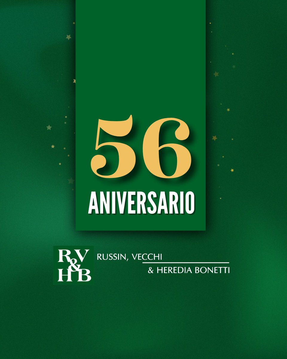 Hoy celebramos 56 años de trayectoria, excelencia y compromiso.

Desde 1969, Russin, Vecchi &amp; Heredia Bonetti ha sido parte activa del desarrollo jurídico y empresarial de la República Dominicana, con una visión basada en la ética, la innovación y un servicio eficiente.

1/4