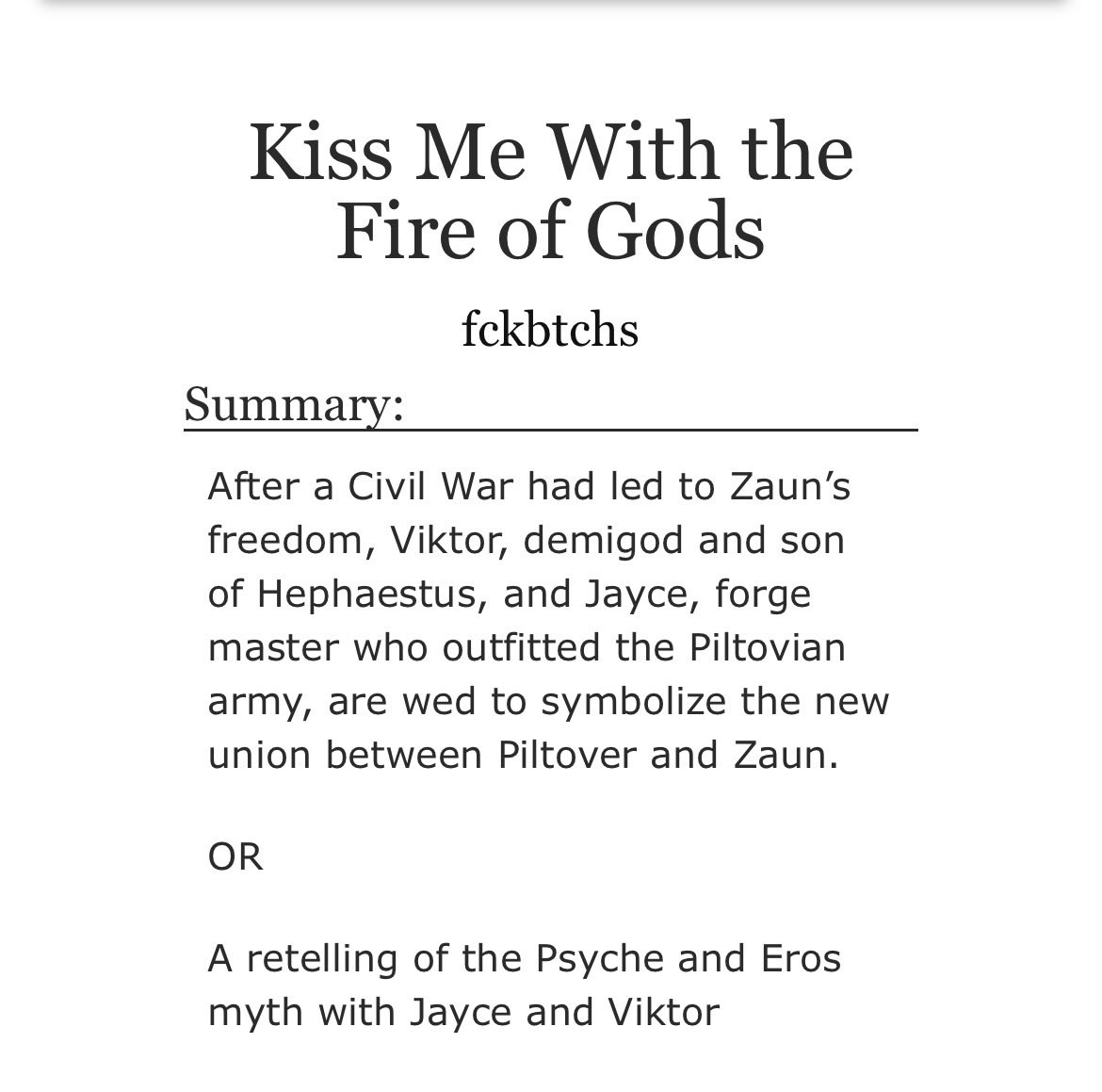 fckbtchs3's tweet photo. Day 6 #jayvikfantasyweek
Anyone interested in a #jayvik Greek retelling?
In their union, there is one rule that Jayce must follow: he may never see Viktor without his armor.
🦋 forced marriage
🦋 enemies to lovers
🦋 Psyche and Eros myth
Art and collage: @kyuucia https://t.co/8viZvrB90N