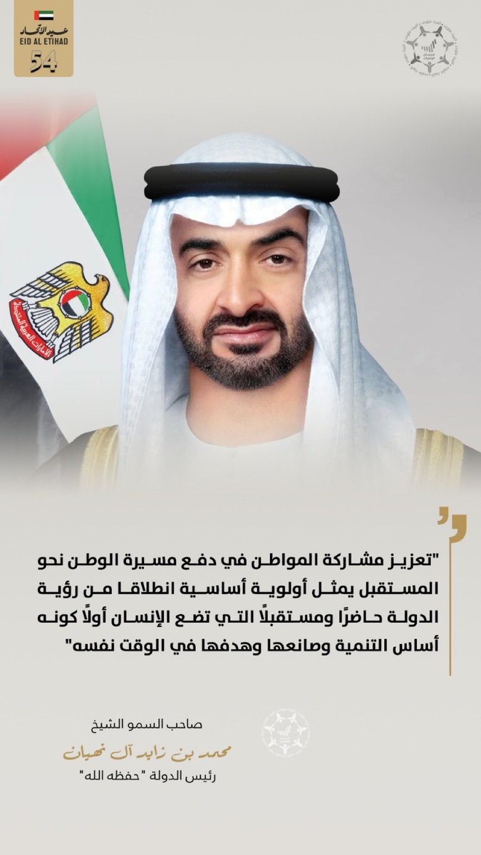 AljabriJmaal's tweet image. أبرز ماجاء في كلمة صاحب السمو الشيخ #محمد_بن_زايد آل نهيان، #رئيس_الدولة "حفظه الله" بمناسبة #عيد_الاتحاد54 

#عيد_الاتحاد #عيد_الاتحاد_54
#متحدين #اليوم_الوطني_الـ54 🇦🇪✨
#اليوم_الوطني_الإماراتي