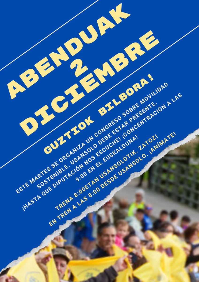 Eh! Biher Bilbora! 
🗣️🗣️🗣️
Eh! ¡Mañana a Bilbao! 
🗣️🗣️🗣️
#usansolo #geltokiaerdigunean #lortuarte #lortukodugu
<a href="/ehbilduusansolo/">ehbilduusansolo</a> <a href="/UsansoloHerria/">Usansolo Herria</a> <a href="/LamintxUsansolo/">Lamintxu Gazte Asanblada</a> <a href="/geuriaeus/">Geuria</a> <a href="/elcorreo_com/">El Correo</a> <a href="/deia_eus/">DEIA</a> <a href="/RadioNervion/">Radio Nervión 88.0</a> <a href="/radiobilbao/">Radio Bilbao</a> <a href="/naiz_info/">naiz:</a> <a href="/berria/">Berria.eus</a> <a href="/BizkaiaIrratia/">Bizkaia Irratia</a>