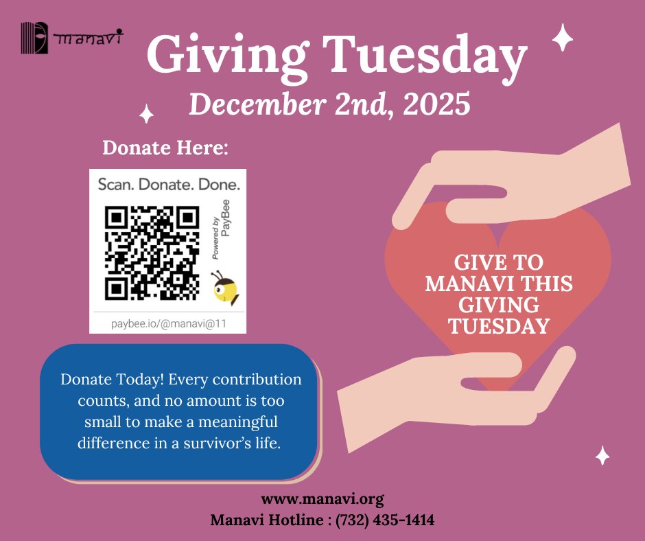 On Tuesday, December 2nd, join Manavi in the global day of philanthropy that inspires millions of people to give, collaborate, and celebrate generosity through action that makes a real difference.
Donate now: paybee.io/@manavi@11.