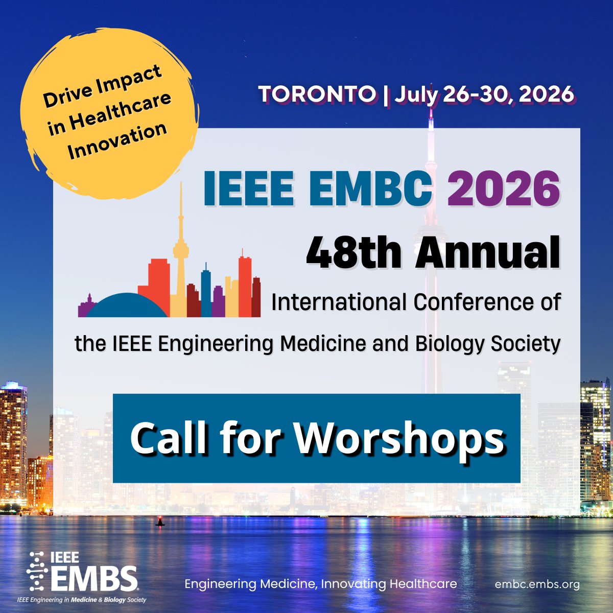 IEEEembs's tweet image. Call for Workshops: #EMBC2026 (IEEE #EMBS).

✅ Submission deadline: Jan 16, 2026.
💡 Propose a workshop on signal processing, neural engineering, wearable systems, bioinformatics &amp;amp; more.
🔗 Details &amp;amp; submission ➡️ bit.ly/3XzWPlM.

#BiomedicalEngineering