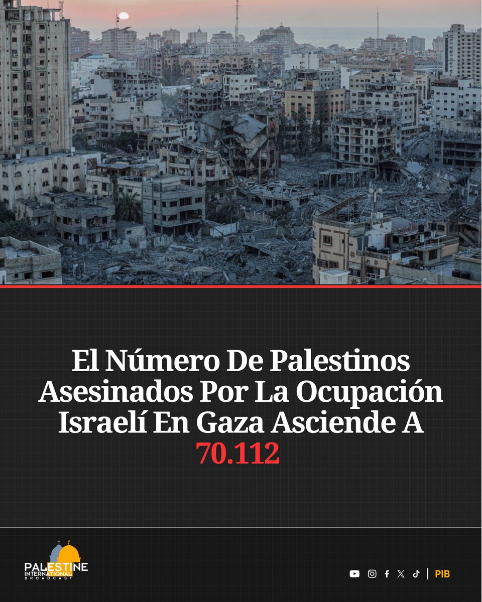 Fuentes médicas en Gaza informaron este lunes que el número de palestinos asesinados por la ofensiva israelí contra la Franja ha aumentado a 70.112, en su mayoría niños y mujeres, desde que comenzó el ataque el 7 de octubre de 2023.
