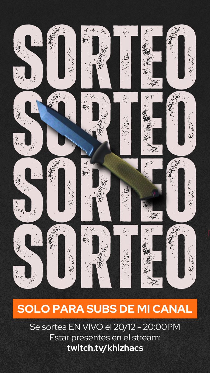 Cuchillo ursus ★ | Azul metalizado ($130) 🎁

Para participar:
✅ Ser SUB en mi canal de Twitch
✅ Estar presente el día del sorteo

📅 Se sortea el 20/12 - 20:00PM. 
👾 twitch.tv/khizhacs