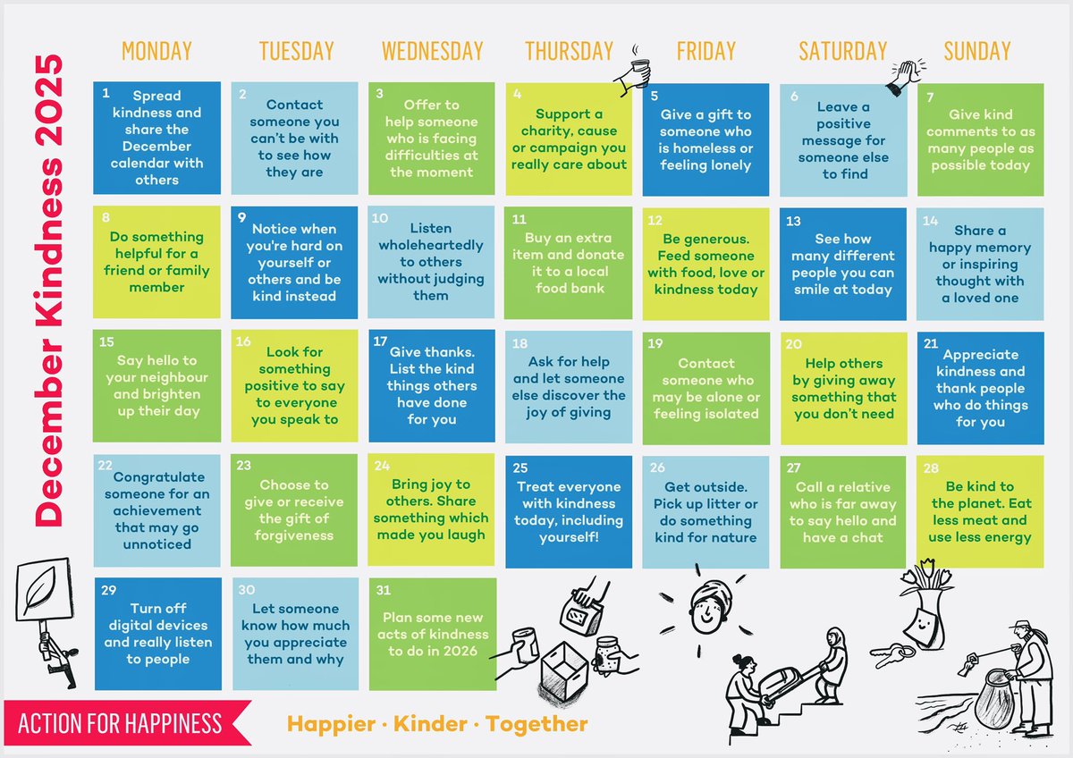 WasimMirUK's tweet photo. .Action for Happiness
@ActionForHappiness
#DecemberKindness
#Happier #Kinder #Together
#BeKind
#2025 https://t.co/F9oz3Tlzmu