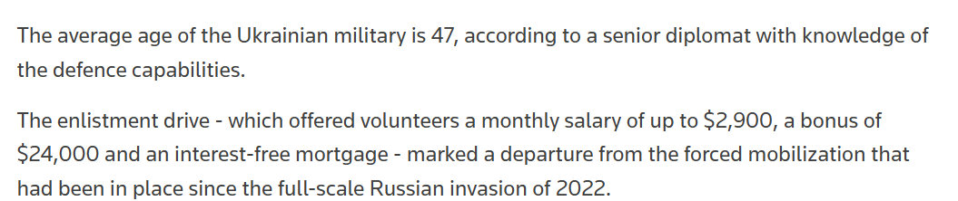 sai perchè combattono gli ukraini ? li riempiono di soldi. 24mila $ di bonus, 2,900$ al mese in un paese dove lo stipendio medio è 500$. Sono i soldi che inviamo noi
