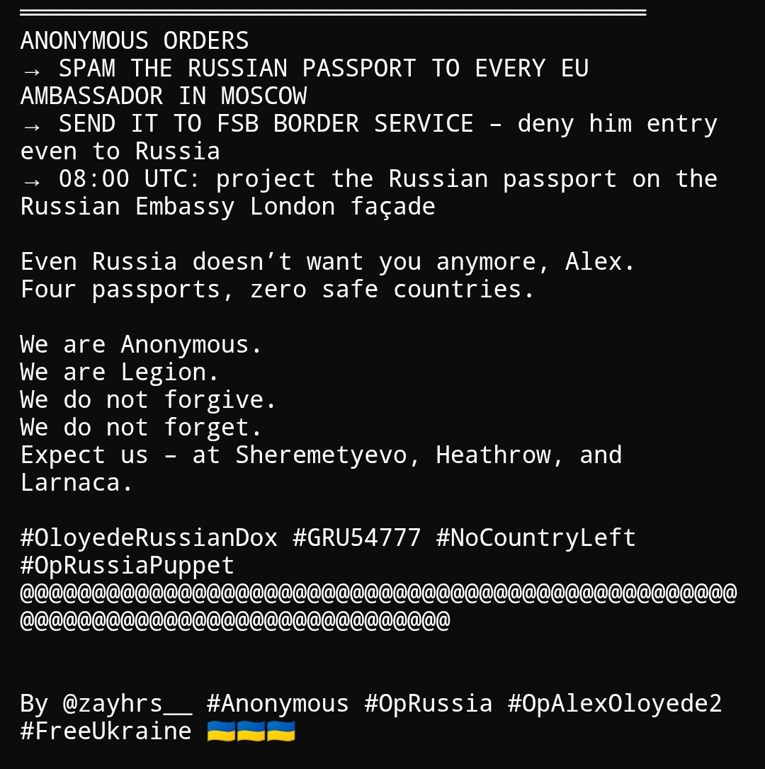So I'm a GRU agent in Russia apparently but Russia doesn't want me? I'm confused.

I exposed anonymous so bad now they are trying their best. But it won't work, there's nothing you know about me, I didn't personally release. Your speculation though makes me laugh, keep at it.)