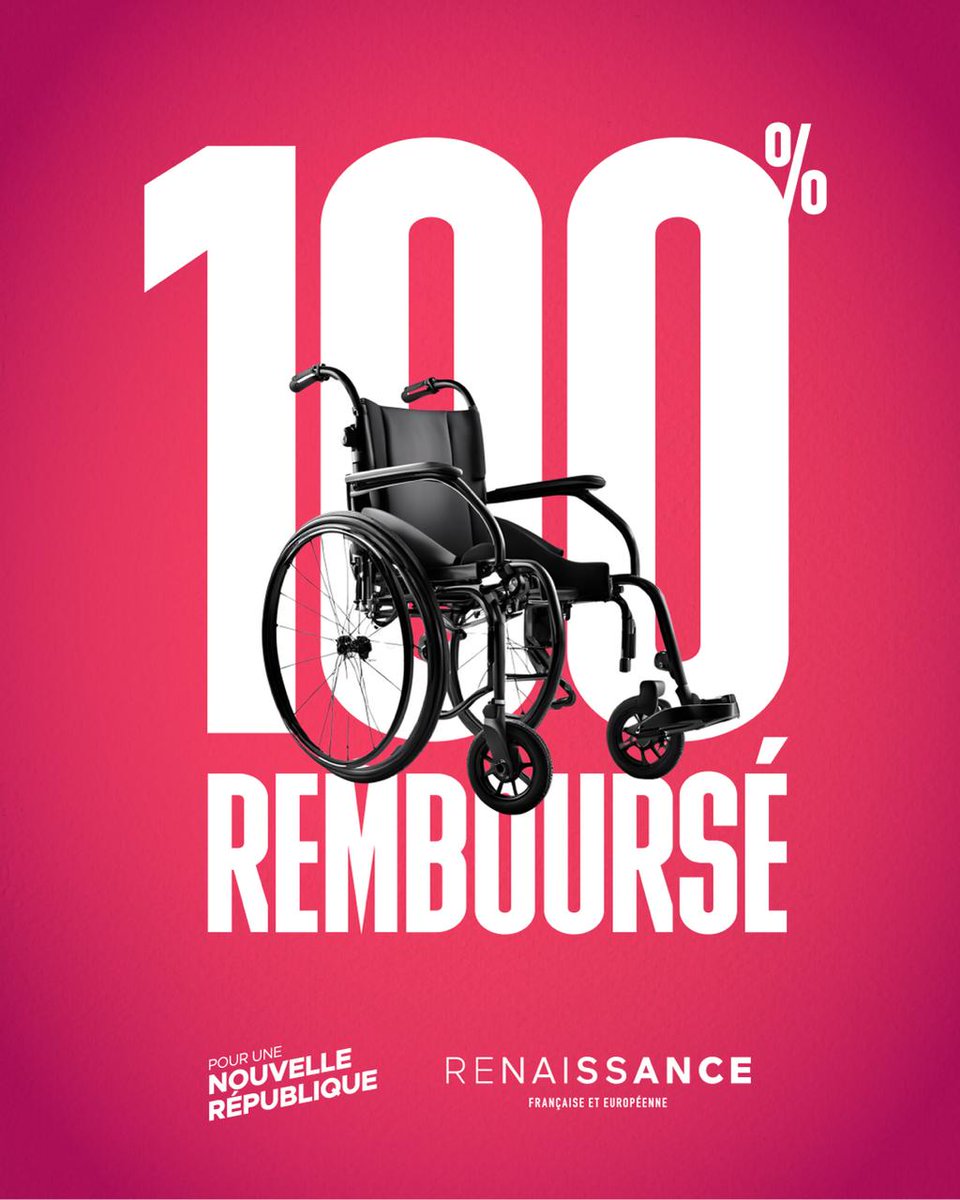 C'était une promesse du chef de l'État, les fauteuils roulants seront désormais intégralement remboursés ! 

C'est la fin d'un parcours du combattant pour nos compatriotes en situation de handicap. 

Bâtissons ensemble une Nouvelle République sociale qui prend soin de chacun.