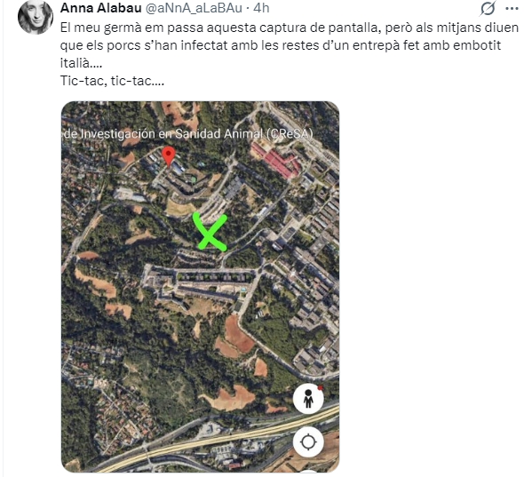 AdricatBcn's tweet image. Wuhan 2 = Laboratori IRTA-CREASA a Bellaterra (Cerdanyola)...Centre d'Investigació en Sanitat Animal...On van apareixer morts els Porcs Senglars, al costat del Centre Investigació...CASUALITAT: NO.  Ni entrepans, ni hosties...