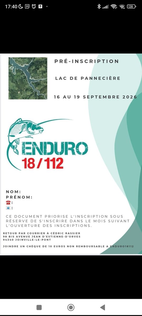 C'est parti pour 2026
L'Enduro Carpe 18/112 ouvre ses pré -inscriptions. 
Cedric avec @udsp91 <a href="/OdpPompiers/">ODP Sapeurs-Pompiers de France</a> <a href="/sdis91/">Sapeurs-pompiers 91</a>