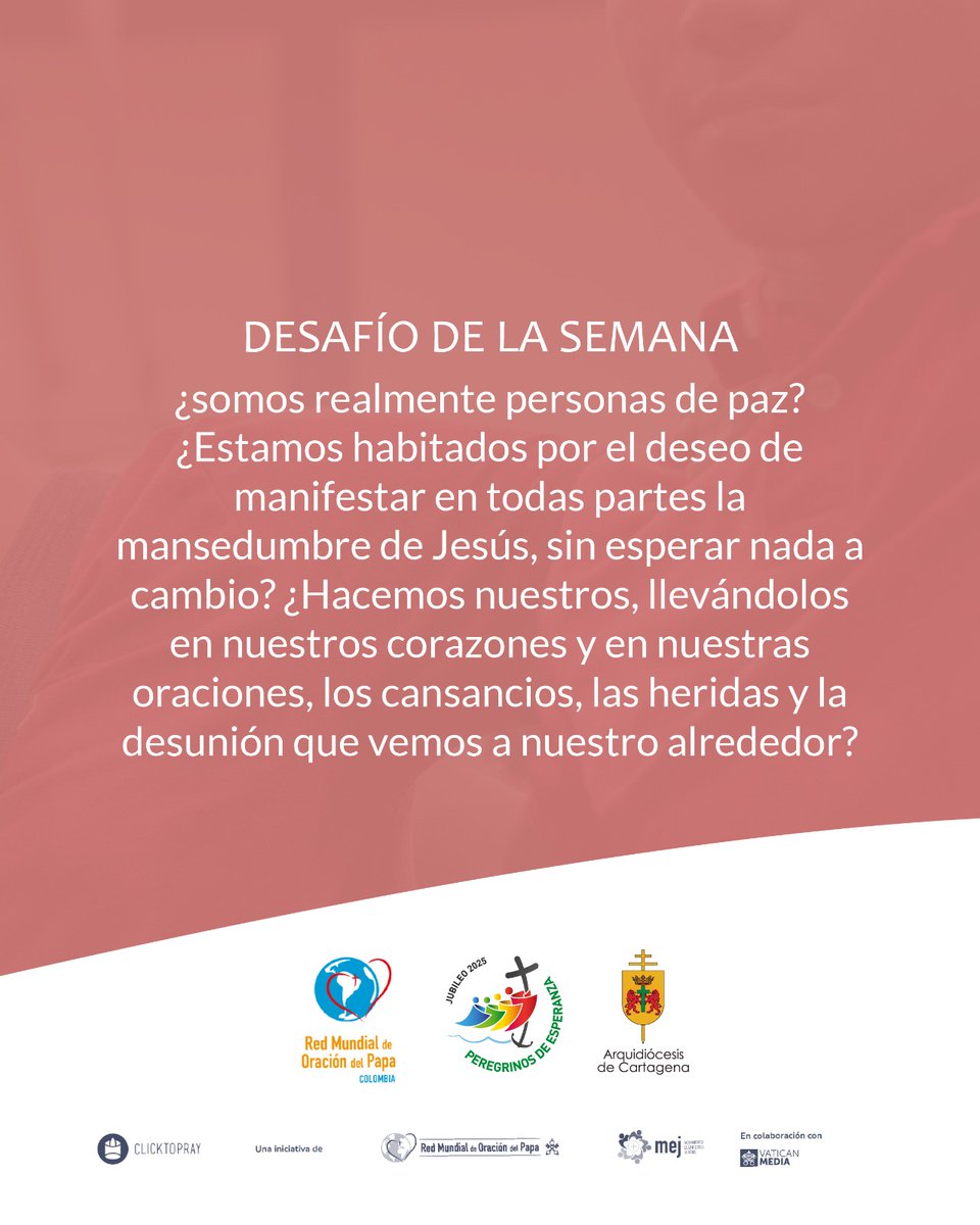 #Actituddelasemana ⛓️ || Orar por la paz

🕊 Hay tantos cristianos que ponen su vida en riesgo por profesar su fe, por ellos oramos en este mes de diciembre. 

Todos estamos llamados a ser semillas de paz y reconciliación en el mundo.