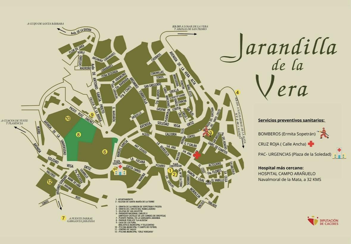 A continuación, se presenta un plano que refleja la ubicación de los servicios preventivos sanitarios.
#LosEscobazos
#Jarandilladelavera

<a href="/Turismo_DipCC/">Turismo Provincia Cáceres</a>