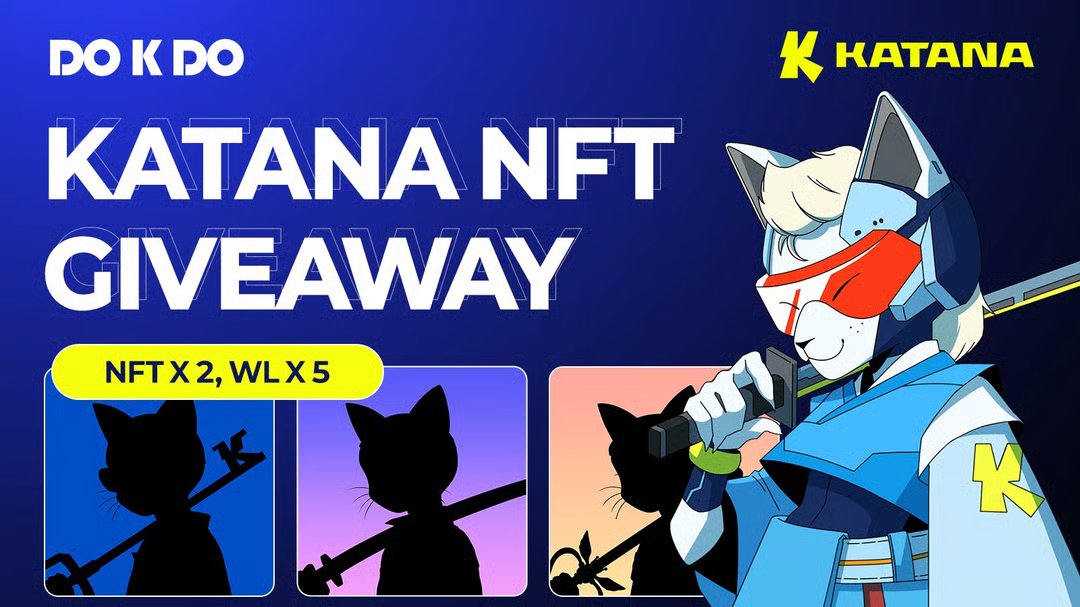 [Event] DOKDO x Katana NFT, WL 이벤트 
Polygon Labs가 인큐베이팅한 DeFi Layer 2, Katana Network에서 직접 발행하는 공식 NFT 컬렉션
※ Katana Warriors NFT 특징
• 공식 발행: Katana Network의 유일한 공식 NFT
• 수익 공유: DeFi 프로토콜 수익과 직접 연동
• 스테이킹: 보유 시 지속적인