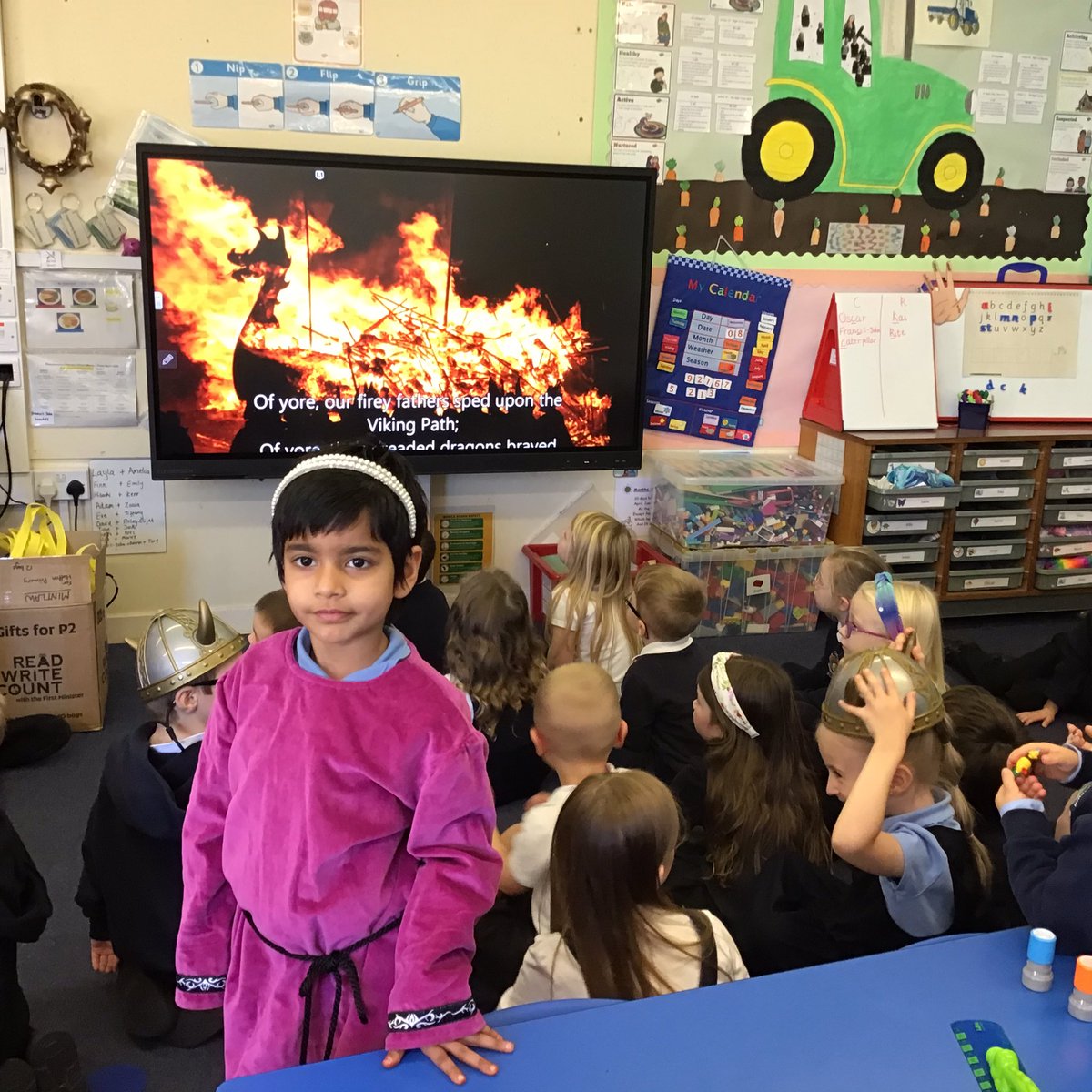 Last term P1.2 throughly enjoyed having special visitors in to help them learn more about Up Helly Aa and to share their experiences.