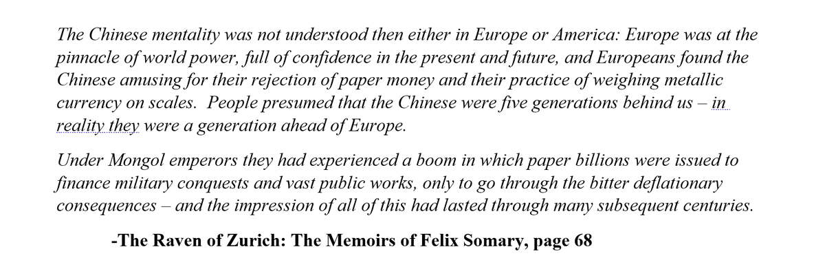 LukeGromen's tweet image. Below is a quote on gold &amp;amp; silver from circa 1910 as quoted in &quot;The Raven of Zurich: The Memoirs of Felix Somary.&quot;

While many investors (correctly) say, &quot;It&apos;s never different this time&quot;, most investors do not look back far enough in time.

History did not start in 1980 or 1945.