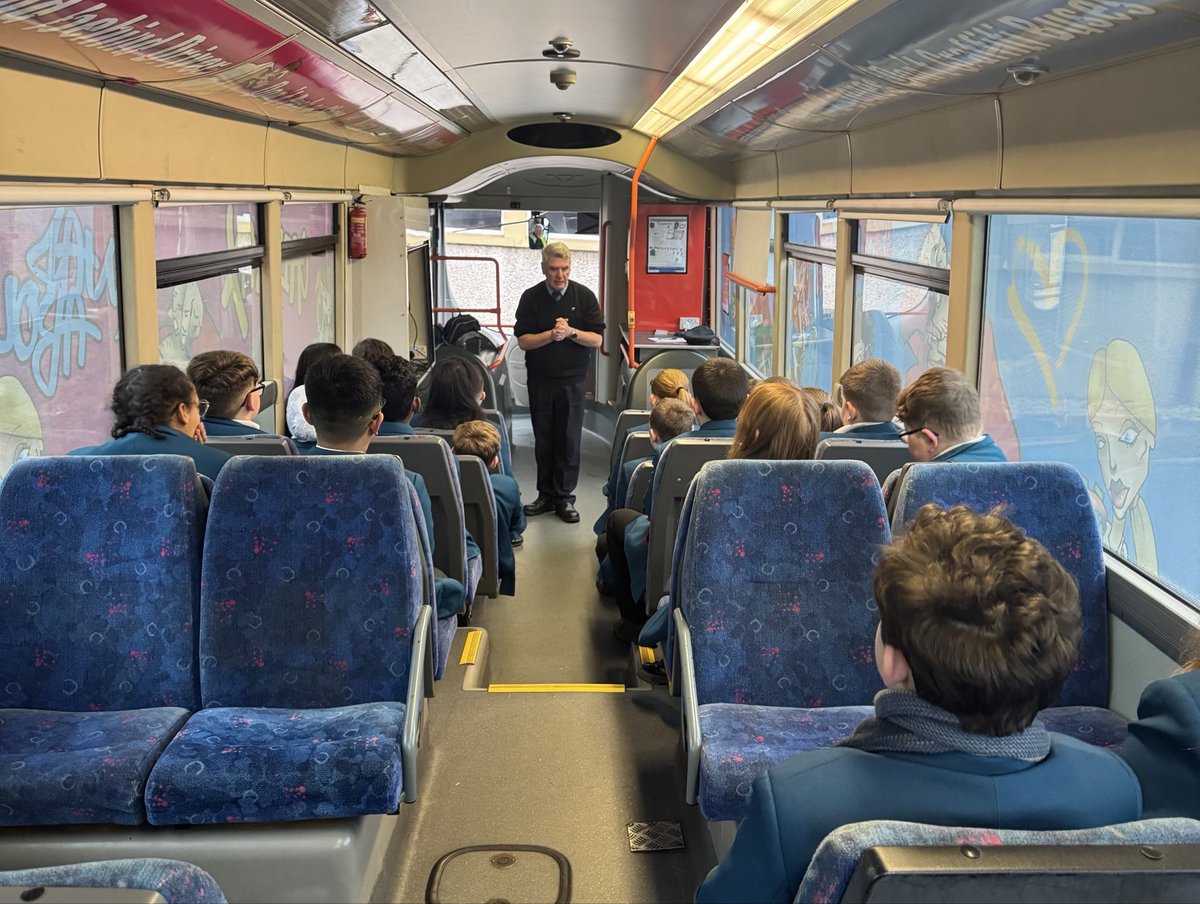 Thanks to Kevin and Paul from <a href="/Translink_NI/">Translink</a> for visiting All Saints College today. The boys and girls learned so much about safety both on and off the bus with a very informative video and discussion 🚎👏👏