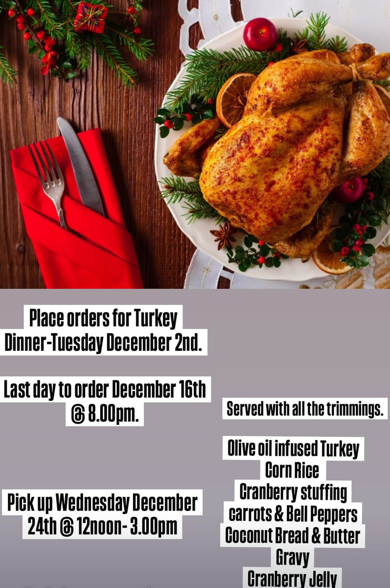 Get your turkey orders in!! December 2-16. 

Pickup December 24th.