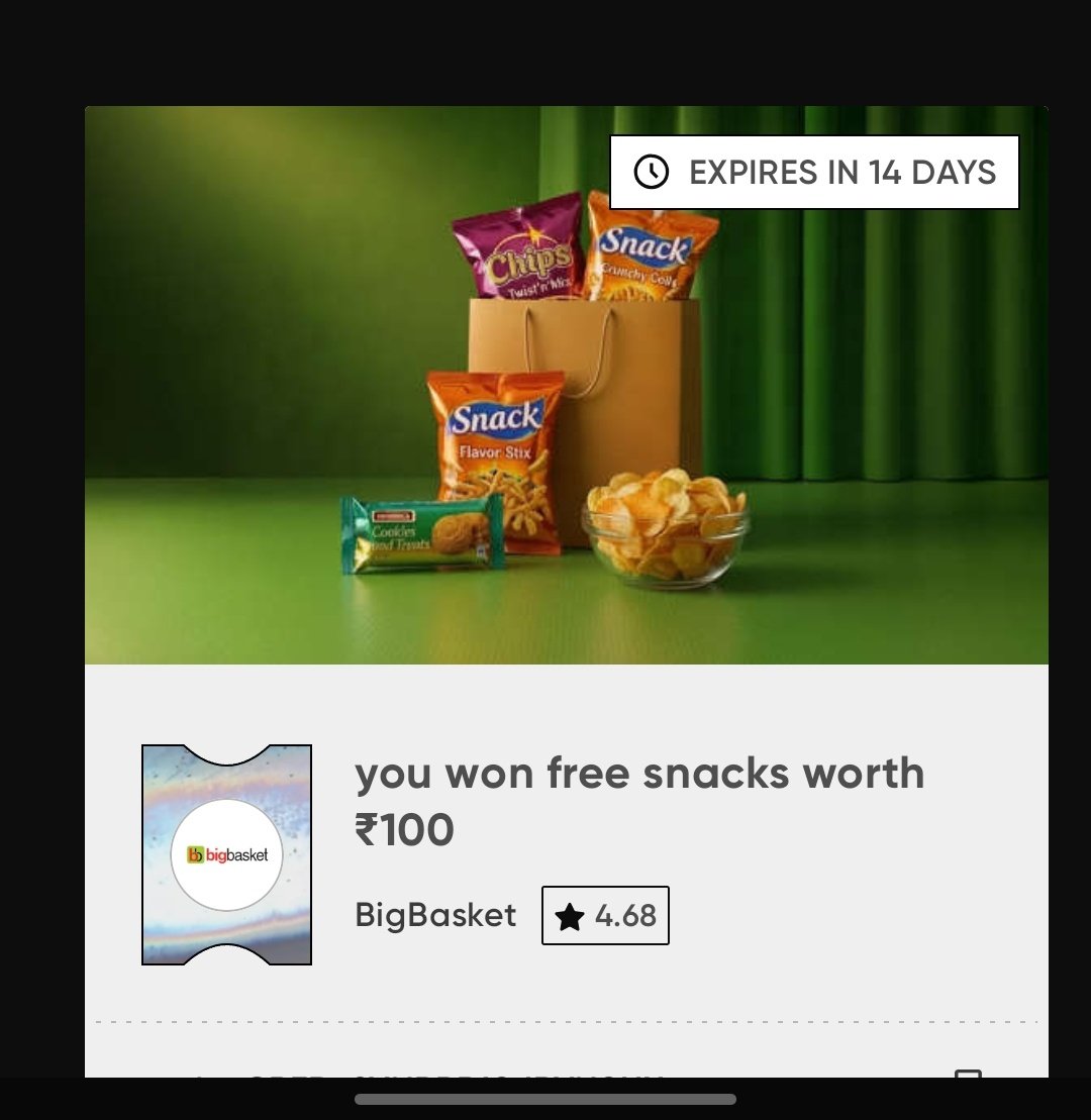 Sumanth_42's tweet photo. Paid my CC bill on @CRED_club for the @bigbasket_com voucher, only to receive a NON-WORKING code. Seriously, why advertise offers if they don't function? Terrible user experience. Fix the voucher, CRED. #CREDfail
@CRED_support https://t.co/R4Rpbj6emG