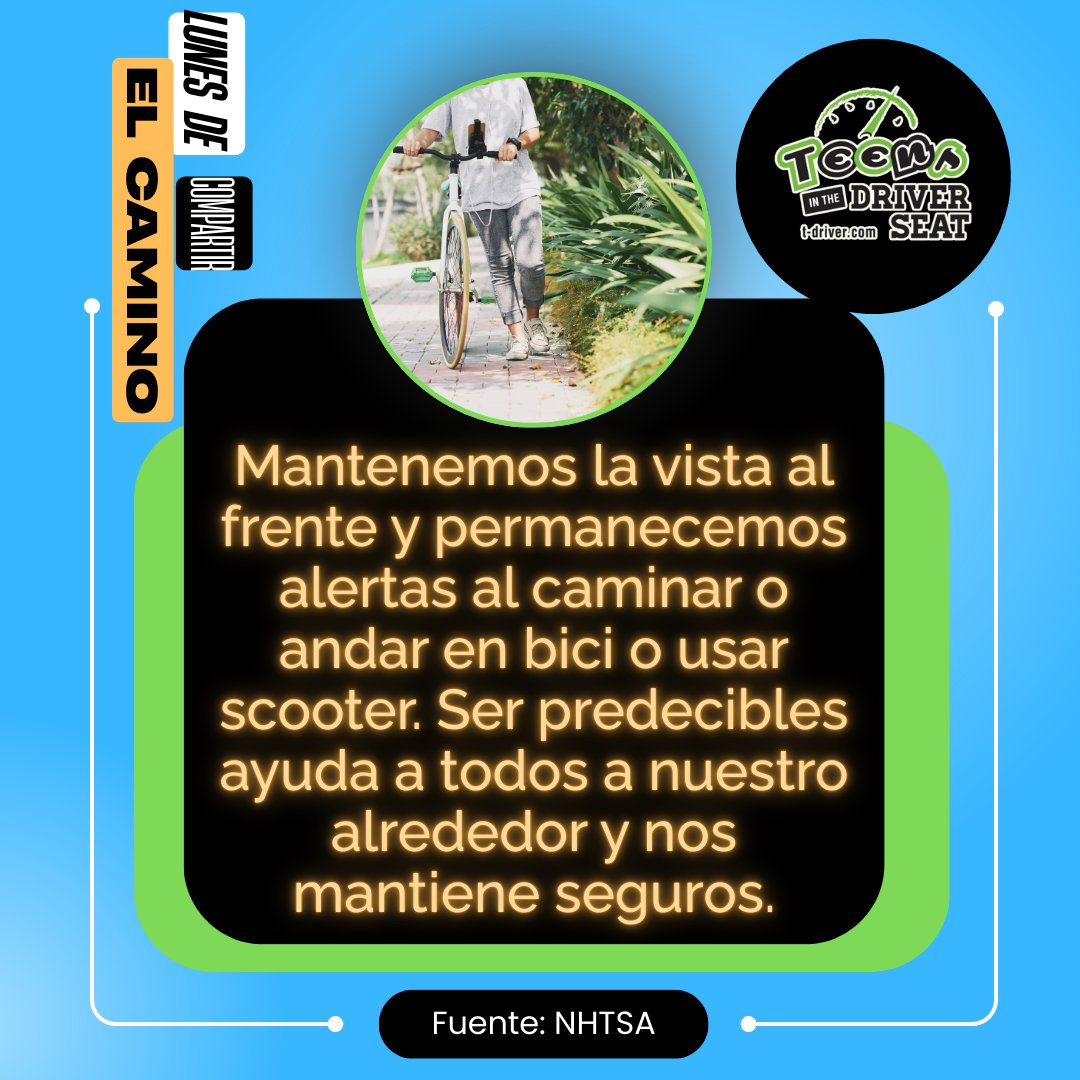 YouthWalkBike's tweet image. It’s Share the Road Monday! 💚🚶‍♂️🚴‍♀️🛴 We look up and stay alert when walking, biking, or scooting. Being predictable helps everyone around us — and keeps us safe. Stay visible, stay aware, and share the road the right way. #EndTheStreakTX #DriveLikeATexan  #PedestrianSafety