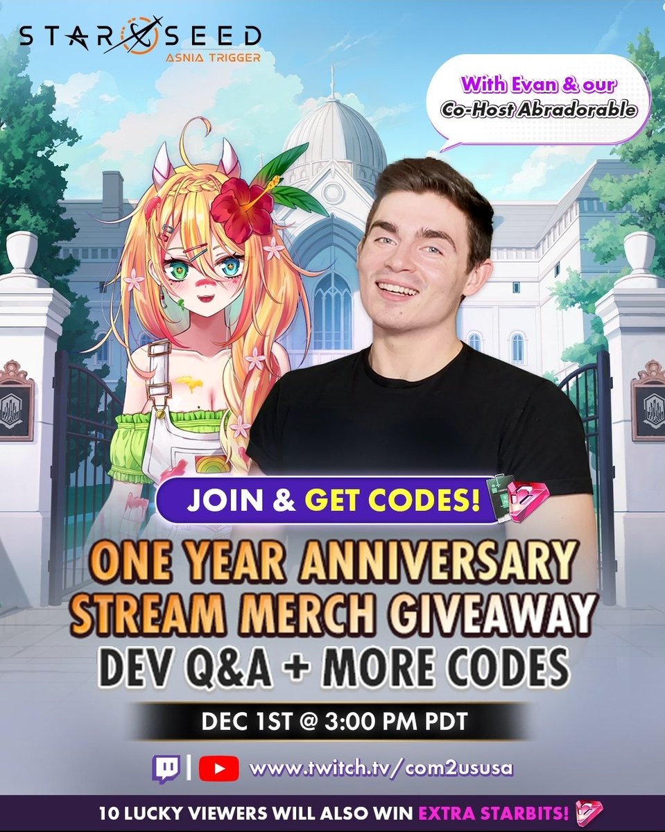 Don't forget about the <a href="/STARSEED_GLOBAL/">STARSEED</a> show this afternoon! We will be going live on twitch and YouTube giving away codes and merch! Happy one year anniversary Starseed!
Twitch.tv/com2ususa