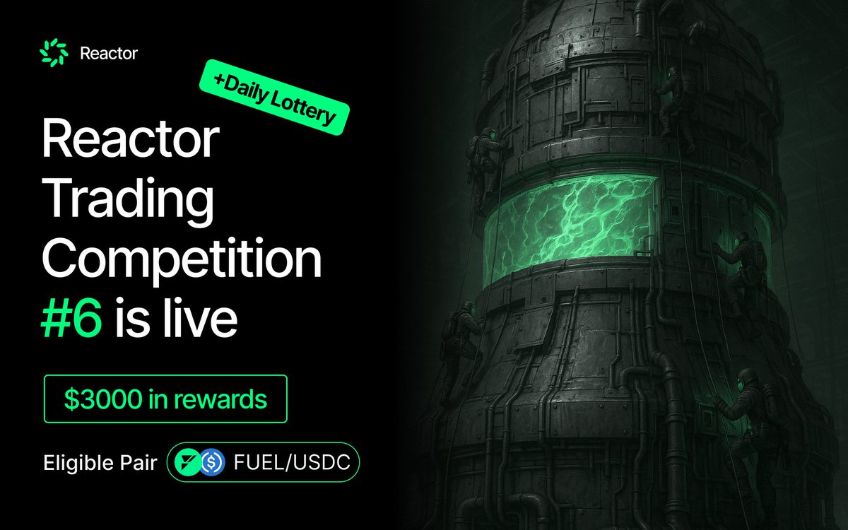 ReactorDEX's tweet image. Reactor Trading Competition 6 is LIVE

New this round: Thresholds for receiving tickets have been lowered, and winning has become even easier!

 Enter the surge → reactor.exchange/competitions