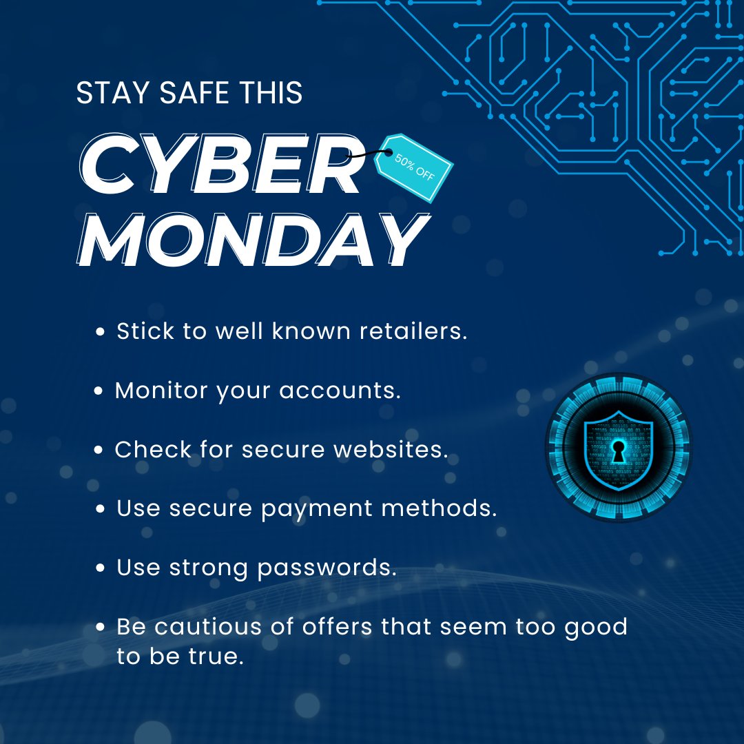 🛍️ Dive into the Cyber Monday deals while keeping your information secure! Shop smart and stay safe! 🔐