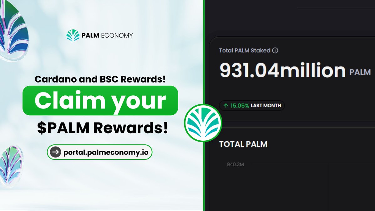 palmeconomy's tweet image. Rewards Are Available🌴

Go claim your $PALM.

Don’t miss your chance to put your $PALM to work.

Palm Portal link below 👇