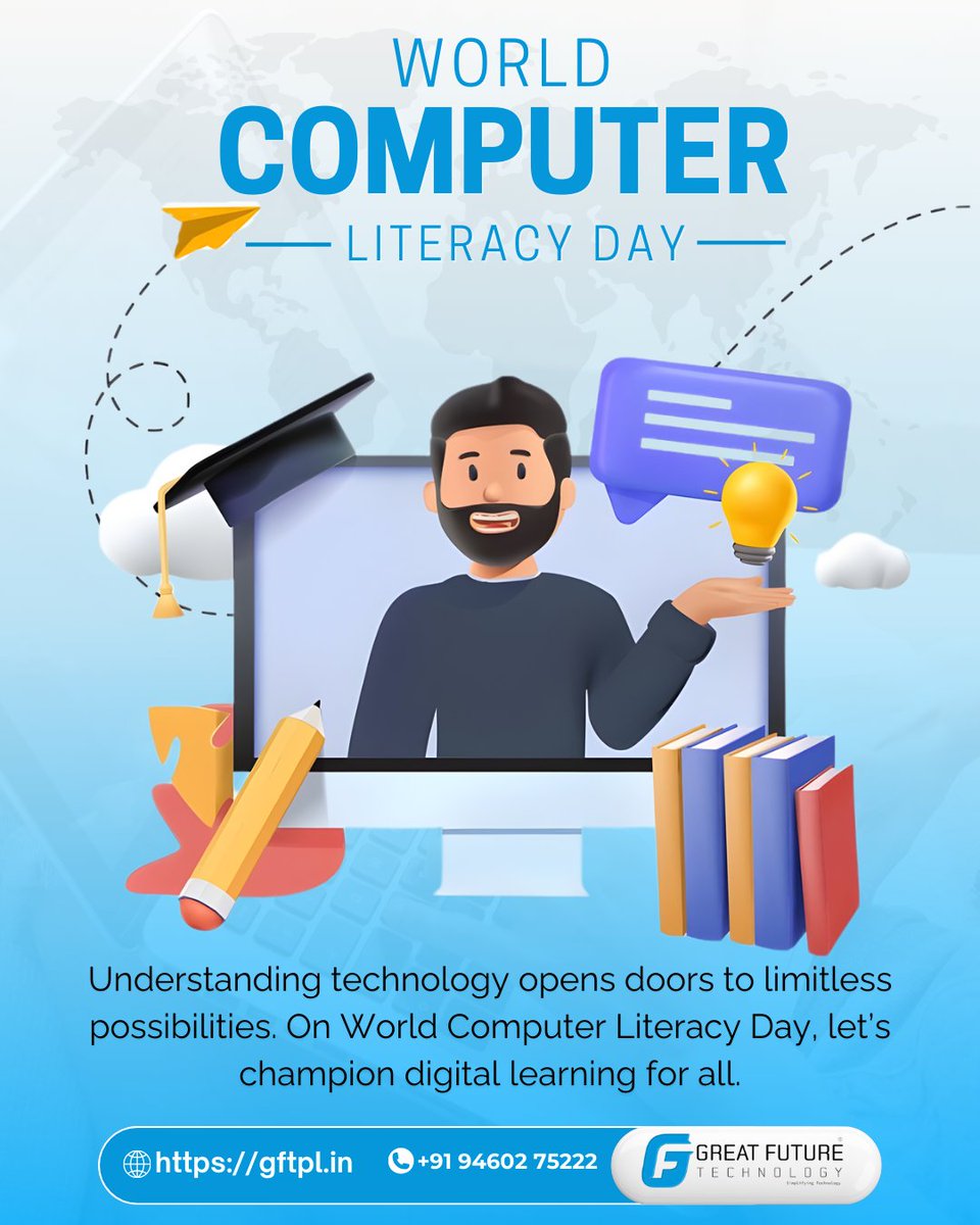 GreatFutureTech's tweet image. Computer literacy is no longer optional — it’s the foundation of growth, opportunity, and empowerment in today’s digital world.

On #WorldComputerLiteracyDay, let’s encourage learning, curiosity, and equal access to digital knowledge for everyone.

#DigitalLearning #GFTPL