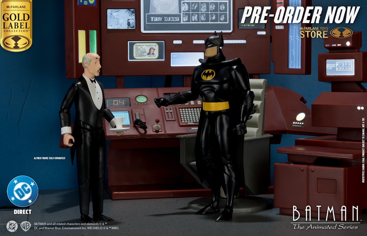 The Batcave Playset with Exclusive Batman figure based on Batman: The Animated Series is available for pre-order NOW exclusively at McFarlane Toys Store! ➡️ bit.ly/BTASBatcaveBat…  

Gold Label set includes Batman's chair, a table, scanner and cave dioarama backdrop, plus an