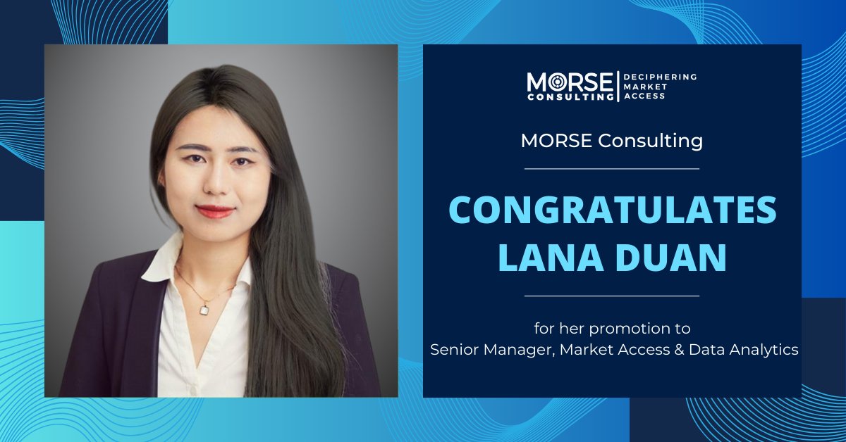 Exciting news! 🎉We are thrilled to announce that Lana Duan is promoted to Senior Manager, Market Access &amp; Data Analytics at MORSE Consulting Inc. Congrats on this achievement! 👏 

#MORSEConsulting #MarketAccess  #WomenInLeadership #PharmaConsulting #CareerGrowth #TeamSuccess