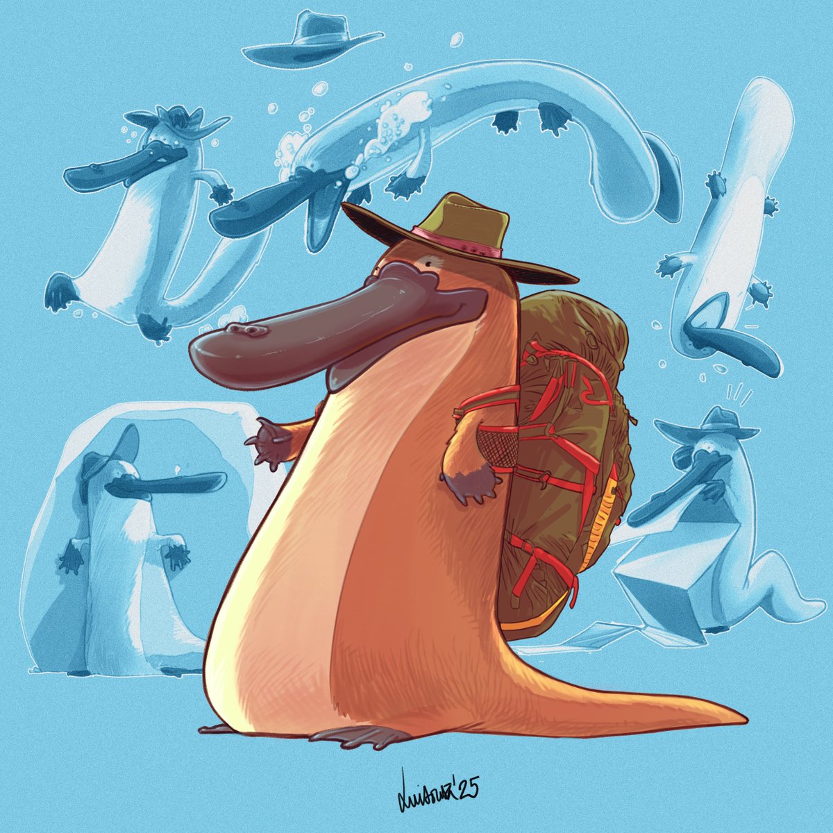 Nothing2say14's tweet photo. The Character Design Challenge from April 2025, Platypus Adventurer

#characterdesign #digitalart #illustration #wacom #clipstudiopaint #CDChallenge #characterdesignchallenge #wacom #clipstudiopaint #platypus https://t.co/vpr2hpL2ML