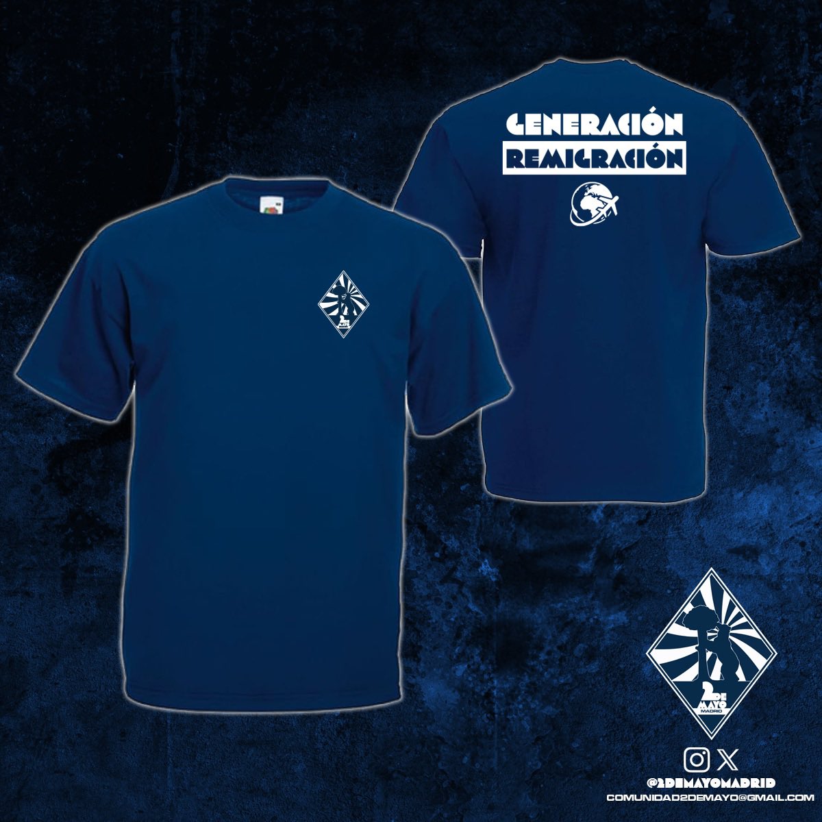 ✈️NUEVA CAMISETA "GENERACIÓN REMIGRACIÓN".

👑Ya sabes que pedirle a los Reyes Magos, incluida la camiseta.

15€ + gastos de envío 

✉️Todos los interesados podéis enviar un MD o escribirnos a comunidad2demayo@gmail.com

📢Apoya a tu grupo nacionalista local.