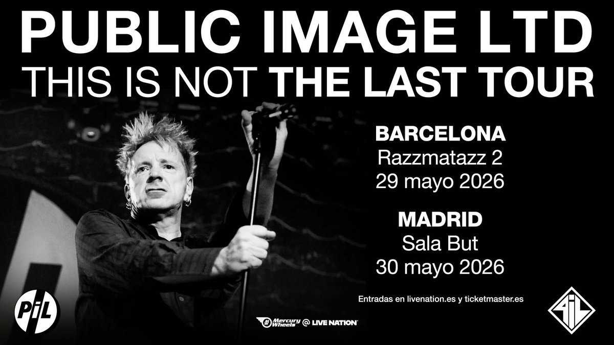 🤘@piloffical visitará España en 2026 con su gira This Is Not The Last Tour

🎟 A la venta el 3 de diciembre a las 11h en livenation.es y ticketmaster.es

➕ Más info en livenation.es/noticias/publi…

#pil #thisisnotthelasttour #livenationes