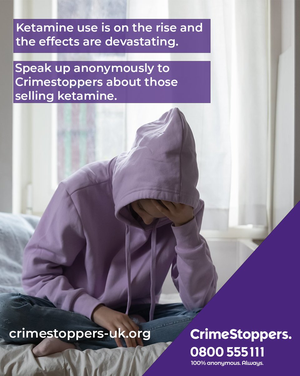 Ketamine, known as ‘Special K’ or ‘Ket,’ is cheap but dangerous, with severe mental and physical health risks.

If you know someone who is dealing ketamine, contact our charity and stay 100% anonymous. Always. 

Learn more: crimestoppers-uk.org/news-media/new…