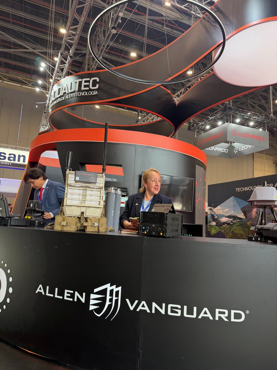 AllenVanguard's tweet photo. Day 1 at #ExpoDefensa2025 and BD Director, Stu Wilson has been busy representing Allen-Vanguard at our partner's booth – @Codaltec @ Hall 17 - D220.

Please come by and visit Stu to discuss our Tactical RF Protection systems that offer a strategic EW advantage. https://t.co/TV6mhce9qu