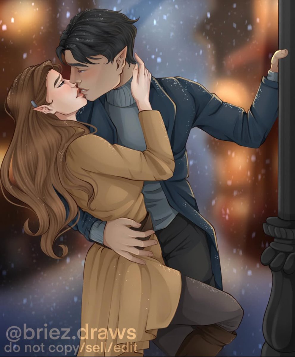 feysandmonth's tweet image. feysand in snowy velaris by briez.draws