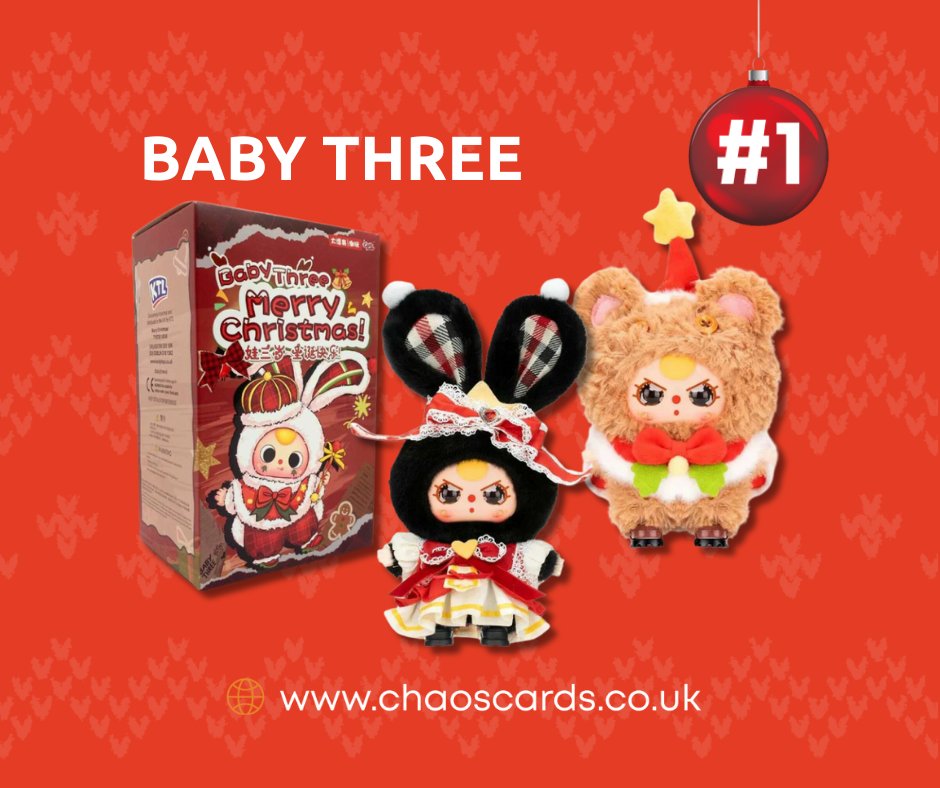 December is finally here and we've put together a special advent calendar of gifting ideas. First up is the Baby Three Merry Christmas Mystery Plush. bit.ly/4iBwSMC

With 10 different Mystery characters to collect, the Baby Three Christmas series is full of hidden