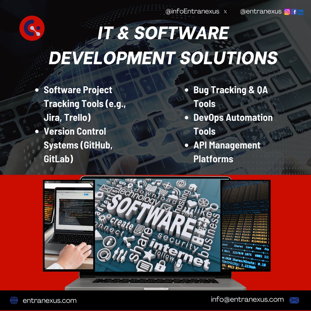 InfoEntranexus's tweet image. Boost your development workflow with our IT &amp;amp; Software Development Solutions.
✔ Project Tracking
✔ Version Control
✔ QA &amp;amp; Bug Tracking
✔ DevOps Automation
✔ API Management
Build faster. Deploy smarter.
#TechSolutions #DevOps #SoftwareDevelopment #GulfBusiness #EuropeanTech