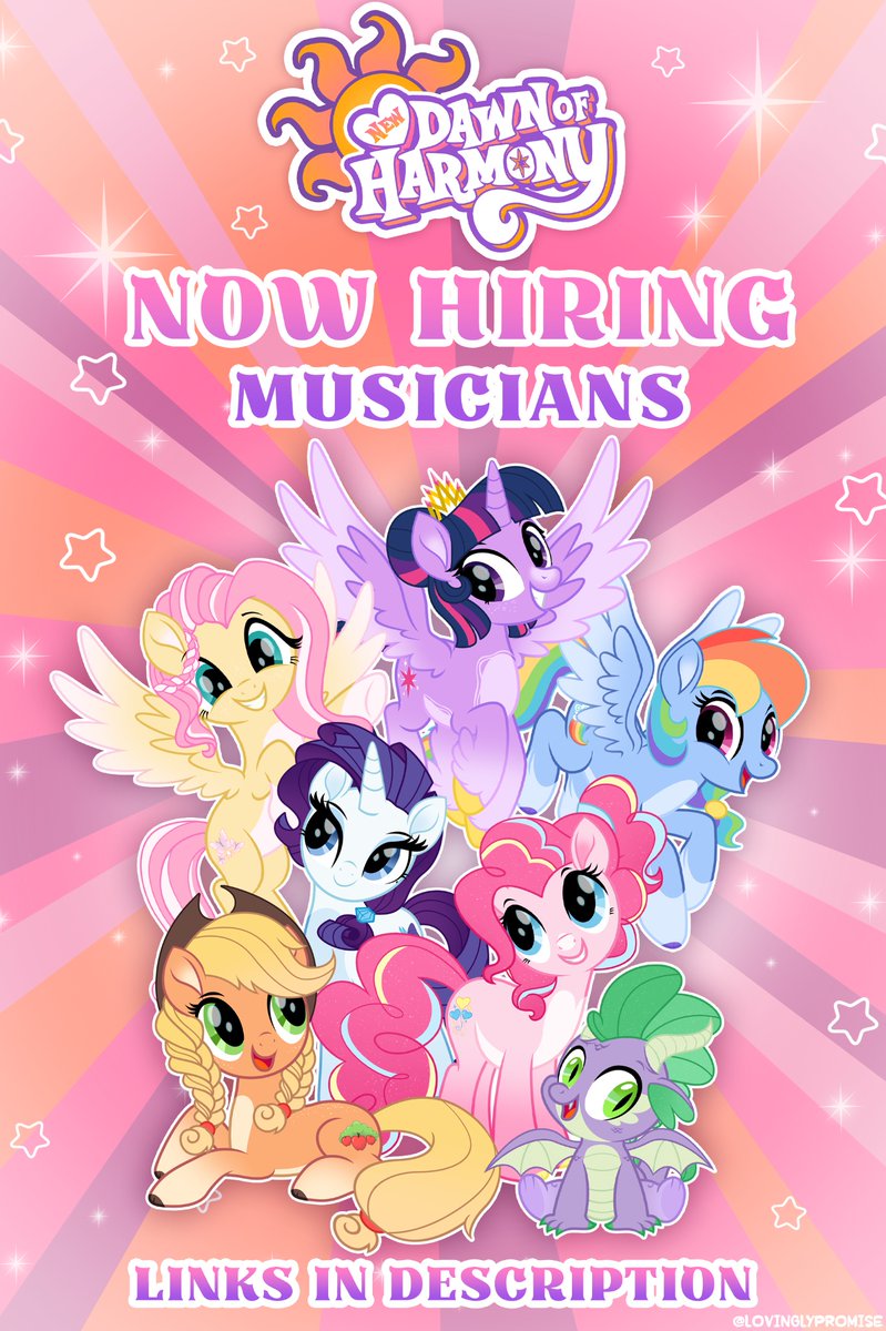 ✨ NOW HIRING! MUSICIANS! 🎶🎹

INFO &amp; APPLY IN COMMENTS 👇

We’re opening Music Composer positions for New Dawn of Harmony! This is a paid long-term role, and we’re looking for talented musicians and composers to help bring our world to life! 🎶✨

#MLP #mylittlepony #mlpfim