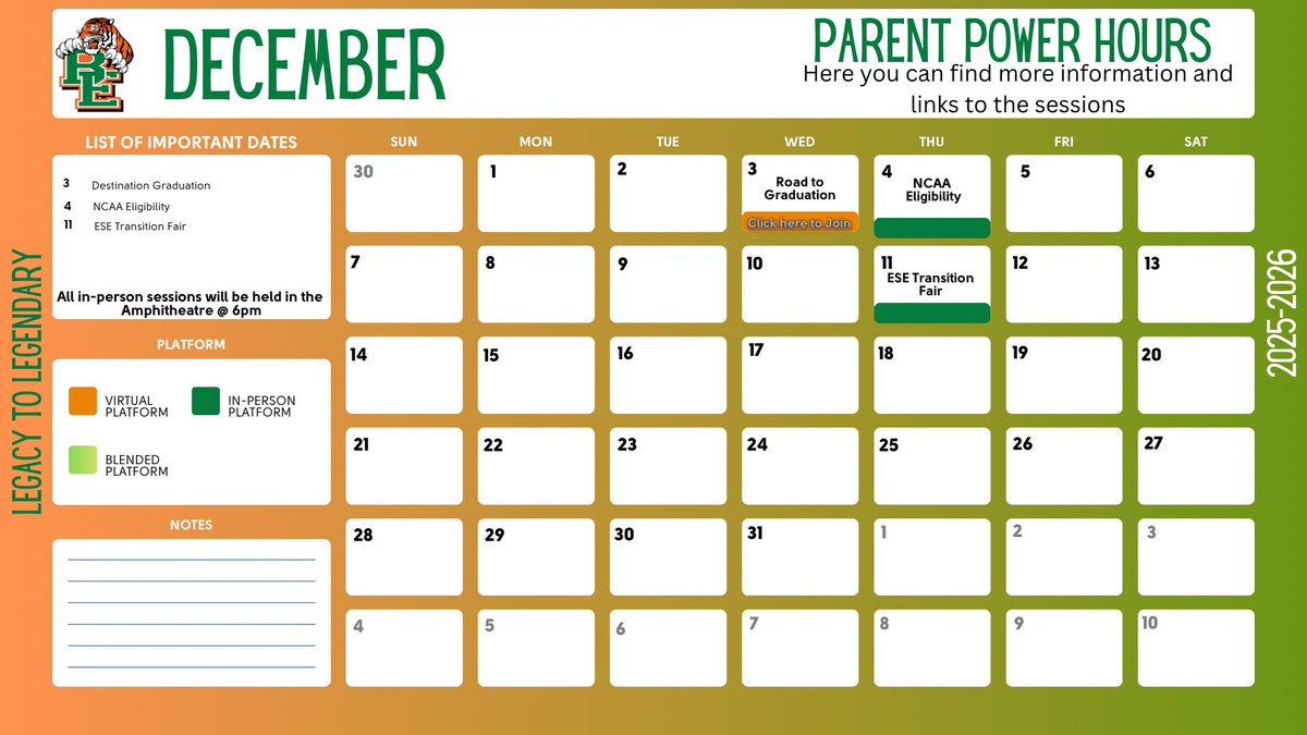 blanche_ely's tweet image. It’s December and we have events planned for our students &amp;amp; community! 

Dec 3- The Road to Graduation (virtual)
Dec 4- NCAA Eligibility (in-person)
Dec 11- ESE Transition Fair (in-person)

Please don’t miss out on important information that will be shared during these sessions.