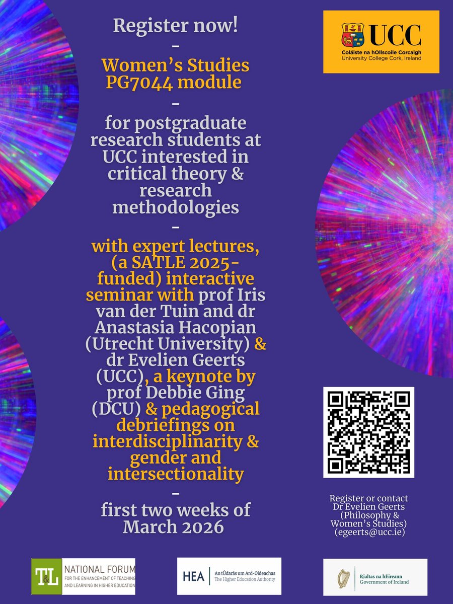 uccwomenstudies's tweet photo. Do check out our @uccwomenstudies-embedded (but @CACSSS1-wide) PG7044 course for postgrad research students at @UCC. 
@ISS21UCC @UCCResearch 
#womensstudies #PGeducation #criticalpedagogies #interdisciplinarity #intersectionality https://t.co/SMXrr9EBs1
