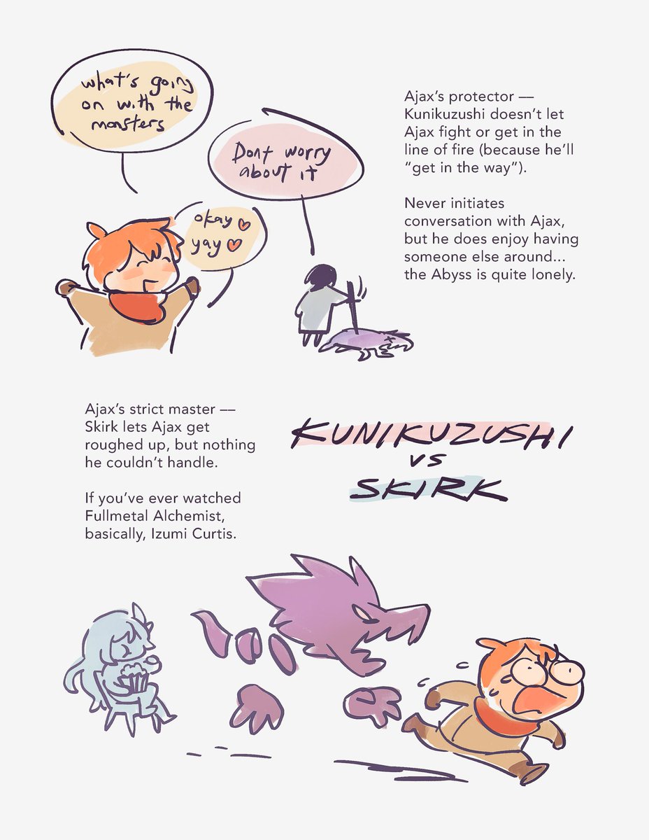 fenkko's tweet image. (abyss au) wrote down some thoughts because people asked whether kunikuzushi replaces skirk as ajax's master