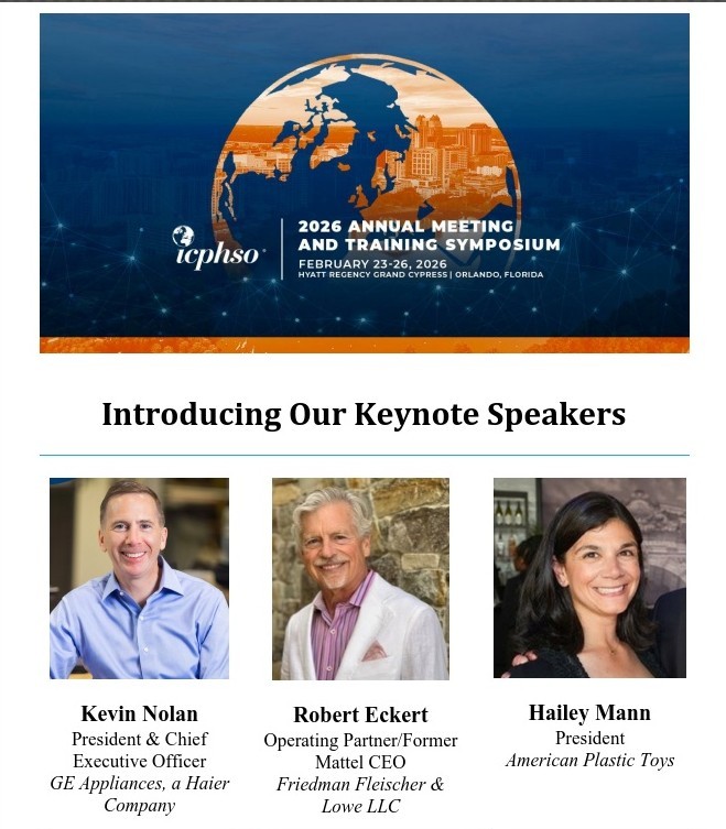 #ICPHSO 2026 Annual Meeting and Training Symposium, February 23-26, 2026, Orlando, Florida - icphso.org/page/2026_annu… Keynote Speakers: 2026annualmeetingtrainingsy.sched.com #productsafety #ICPHSO26