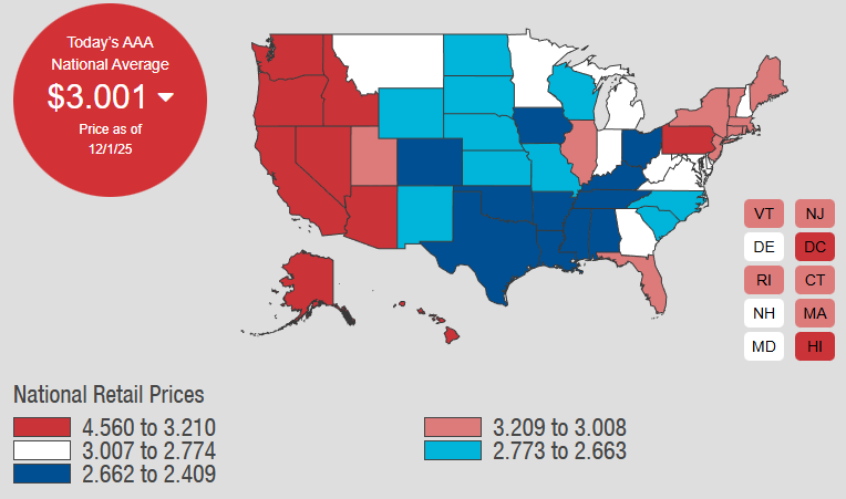 KobeissiLetter's tweet image. BREAKING: For the first time since 2021, the average price of gas in the US is down to $3.00/gallon.

President Trump continues to state that he wants gas prices back below $2.00/gallon.